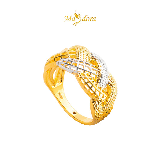 MASDORA 916 Gold Ring Rings Cincin Emas ~ HG Duotone Braided Half Paved (EMAS 916/22K)
