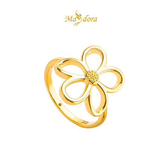 MASDORA 916 Gold Ring Rings Cincin Emas ~ HG Golden Curved Daisy (EMAS 916/22K)