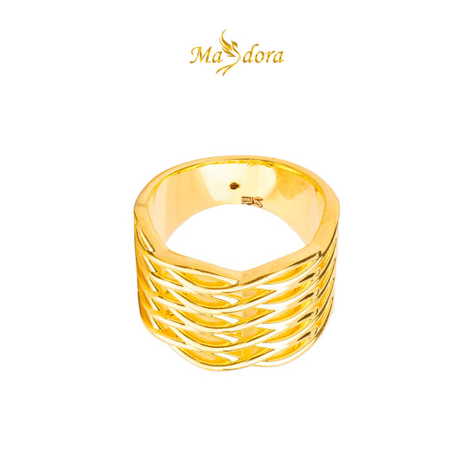 MASDORA 916 Gold Ring Rings Cincin Emas ~ HG Golden Quintuple Ripple (EMAS 916/22K)