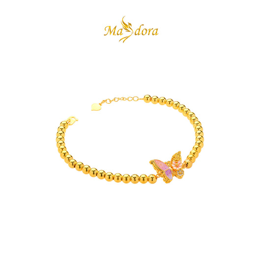 MASDORA 916 Gold Bracelet Rantai Tangan Emas ~ HG Butterfly Flora (Colourful) (EMAS 916/22K)