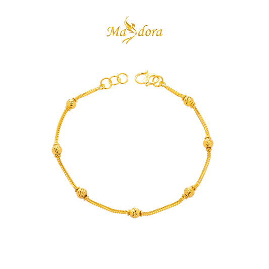 MASDORA 916 Gold Bracelet Rantai Tangan Emas ~ 7 Beaded Single Chain (EMAS 916/22K)