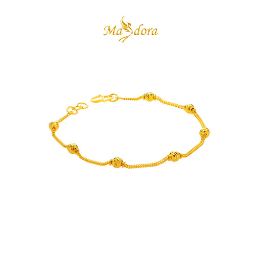 MASDORA 916 Gold Bracelet Rantai Tangan Emas ~ 7 Beaded Single Chain (EMAS 916/22K)