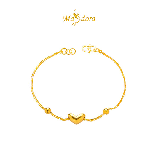 MASDORA 916 Gold Bracelet Rantai Tangan Emas ~ Solid Heart Boba (EMAS 916/22K)