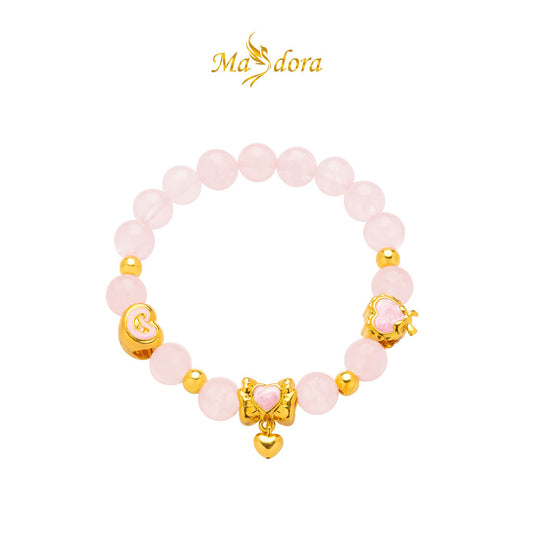 MASDORA 999 Gold Bracelet Rantai Tangan Emas ~ Stretchable Crystal Beads Charm (EMAS 999/24K)