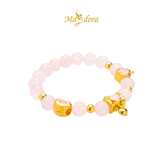 MASDORA 999 Gold Bracelet Rantai Tangan Emas ~ Stretchable Crystal Beads Charm (EMAS 999/24K)