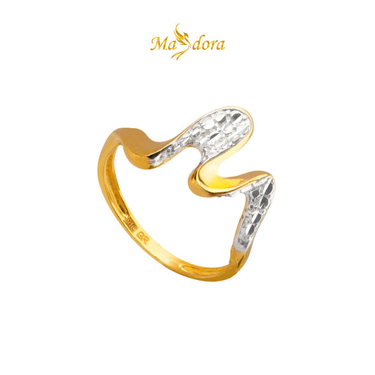 MASDORA 916 Gold Ring Rings Cincin Emas ~ Duotone Zigzag Sway (EMAS 916/22K)