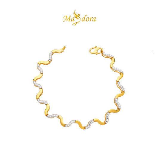 MASDORA 916 Gold Bracelet Rantai Tangan Emas ~ Duotone Binded Wave (EMAS 916/22K)