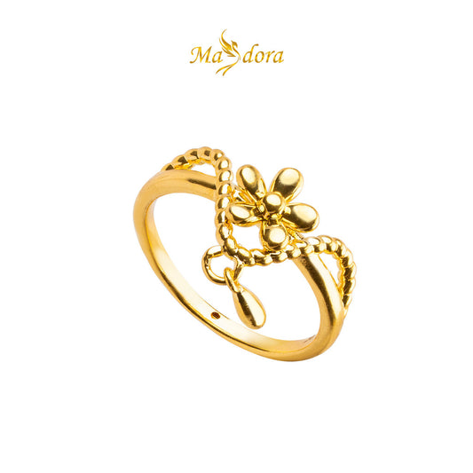 MASDORA 916 Gold Ring Rings Cincin Emas ~ HG Golden Dangle Daisy (EMAS 916/22K)