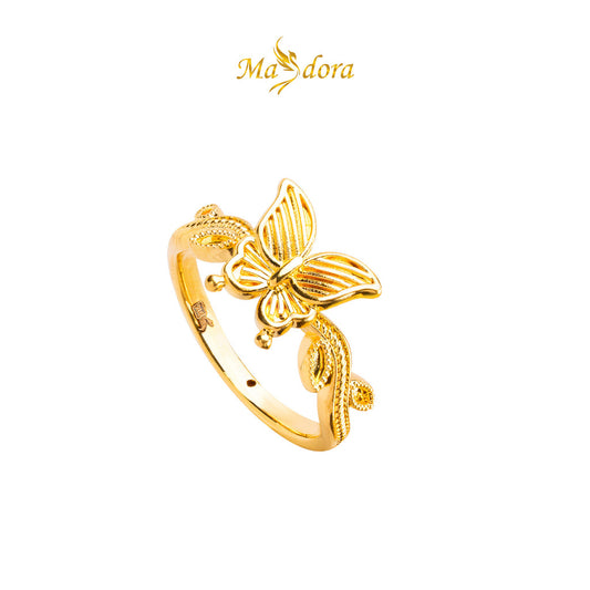 MASDORA 916 Gold Ring Rings Cincin Emas ~ HG Golden Leafy Butterfly (EMAS 916/22K)