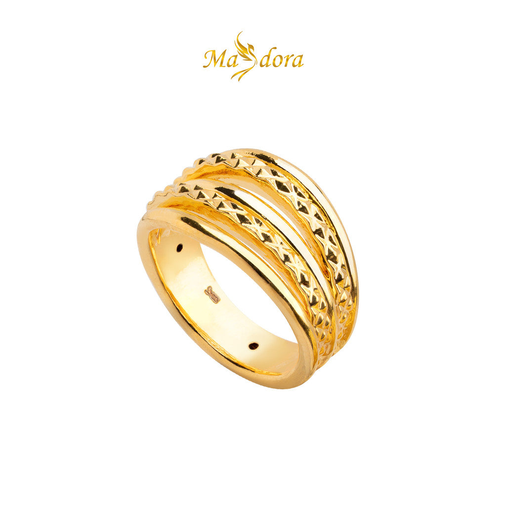 MASDORA 916 Gold Ring Rings Cincin Emas ~ HG Golden Minimalist Cascade (EMAS 916/22K)