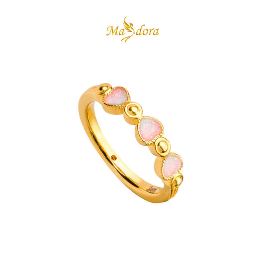 MASDORA 916 Gold Ring Rings Cincin Emas ~ HG Dotted Triple Heart (Colourful) (EMAS 916/22K)