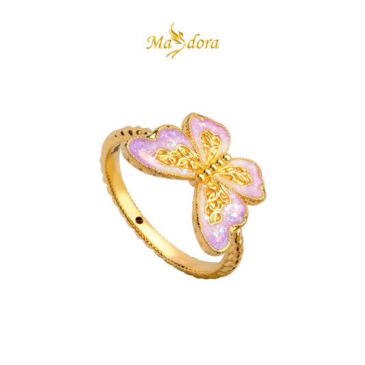 MASDORA 916 Gold Ring Rings Cincin Emas ~ HG Butterfly Rope (Colourful) (EMAS 916/22K)