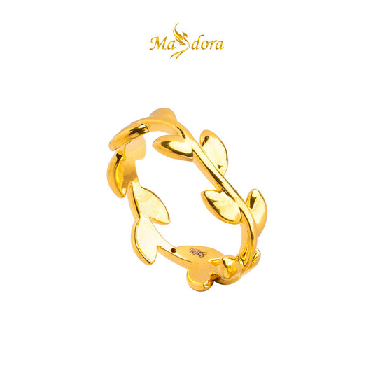 MASDORA 916 Gold Ring Rings Cincin Emas ~ HG Golden Apart Leafy Band (EMAS 916/22K)