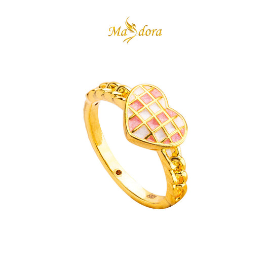 MASDORA 916 Gold Ring Rings Cincin Emas ~ HG Checkered Heart (EMAS 916/22K)
