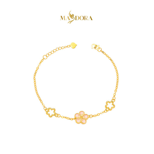 MASDORA 916 Gold Bracelet Rantai Tangan Emas ~ HG Sakura Frame (Pink) (EMAS 916/22K)