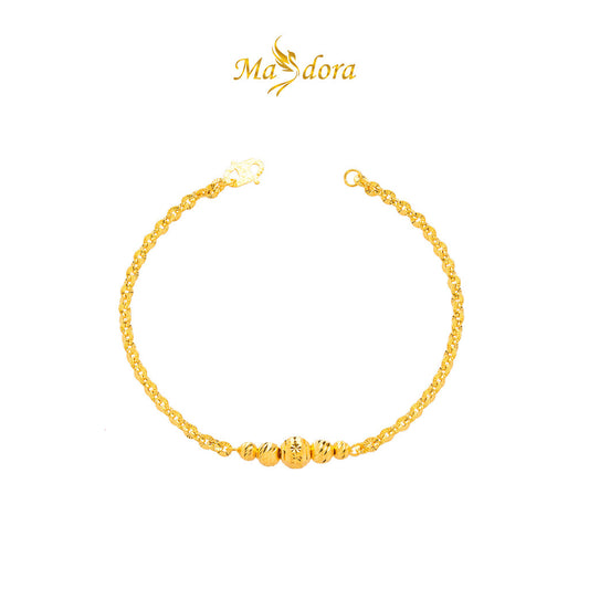 MASDORA 916 Gold Bracelet Rantai Tangan Emas ~ Shining Sauh Flower Cutting Balls (EMAS 916/22K)