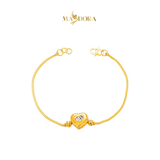 MASDORA 916 Gold Bracelet Rantai Tangan Emas ~ Duotone Single Love Boba (EMAS 916/22K)