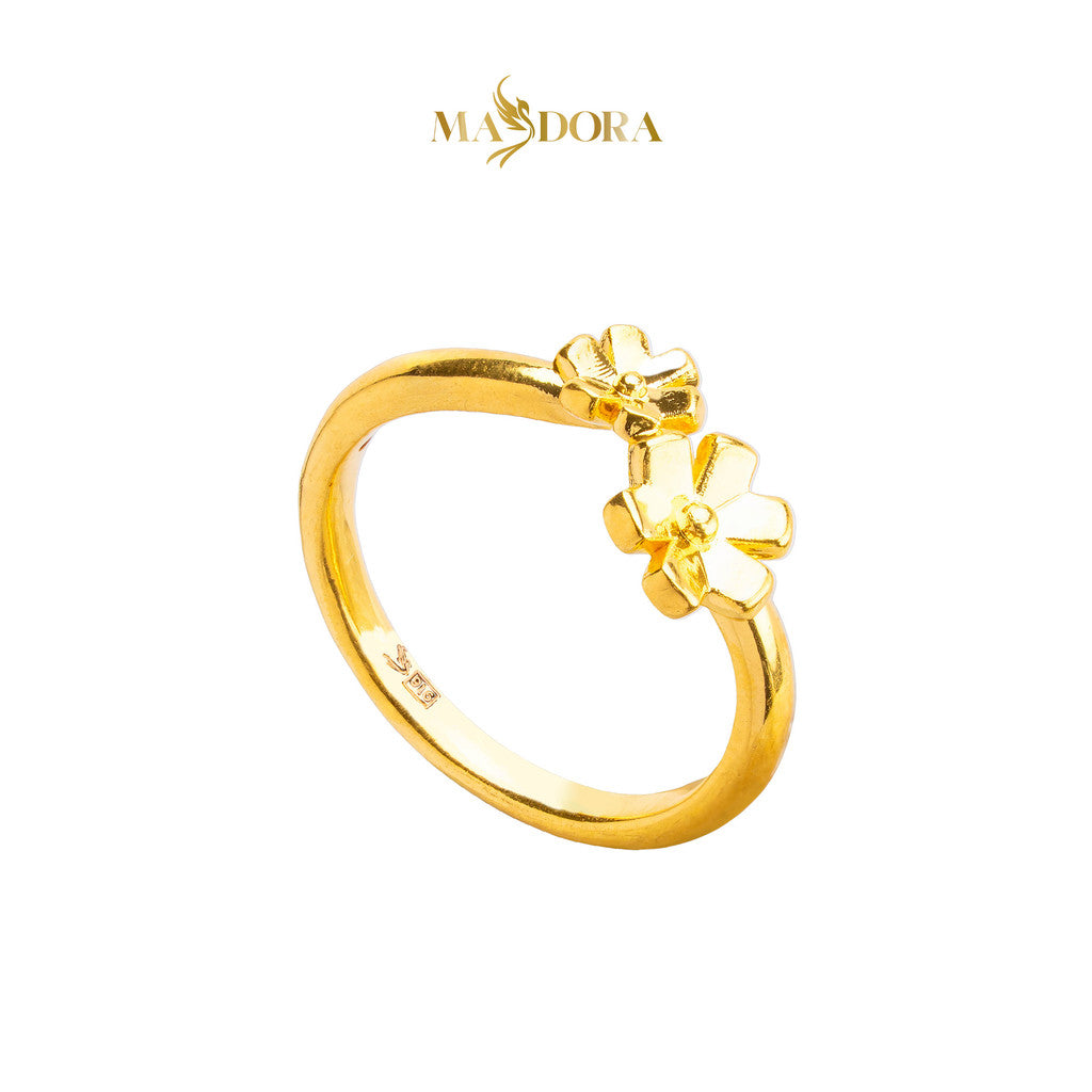 MASDORA 916 Gold Ring Rings Cincin Emas ~ HG Mini Double Trifoglio (EMAS 916/22K)
