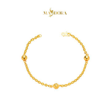 MASDORA 916 Gold Bracelet Rantai Tangan Emas ~ Shining Sauh Beaded Flower Cutting (EMAS 916/22K)