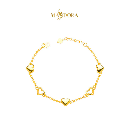 MASDORA 916 Gold Bracelet Rantai Tangan Emas ~ HG Golden Mini Shiny Love Frame (EMAS 916/22K)