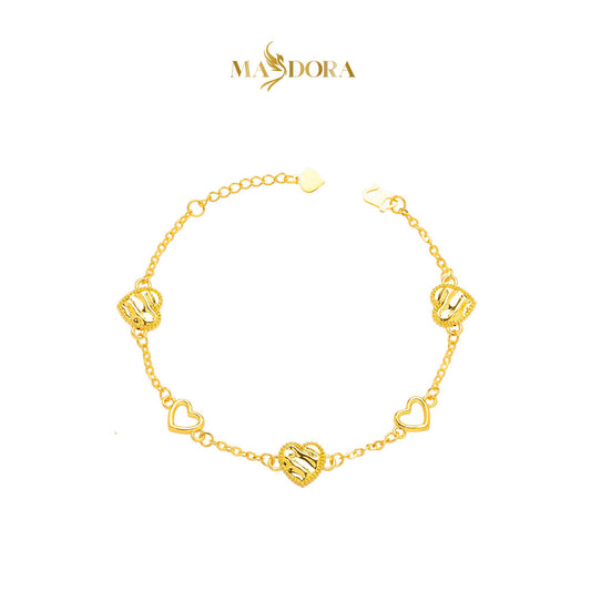 MASDORA 916 Gold Bracelet Rantai Tangan Emas ~ HG Golden Mini Wave Love Frame (EMAS 916/22K)