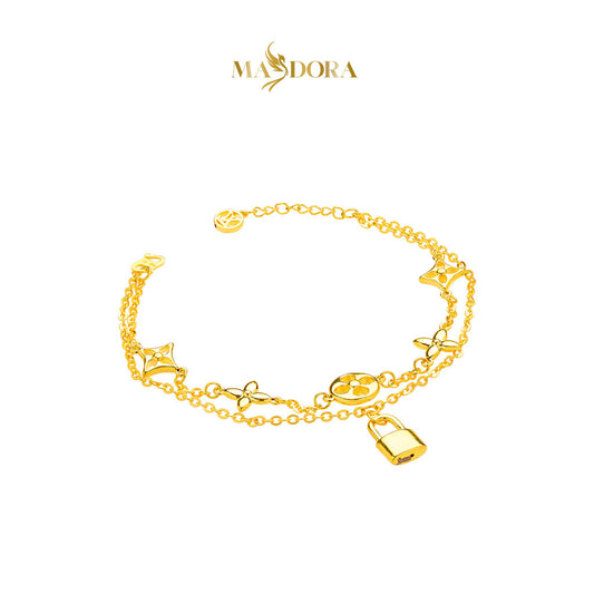 MASDORA 916 Gold Bracelet Rantai Tangan Emas ~ HG Golden Double Louisa (EMAS 916/22K)