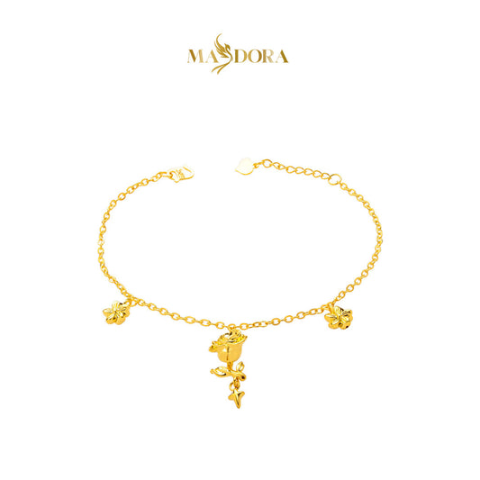 MASDORA 916 Gold Bracelet Rantai Tangan Emas ~ HG Vast Rose Flower (EMAS 916/22K)