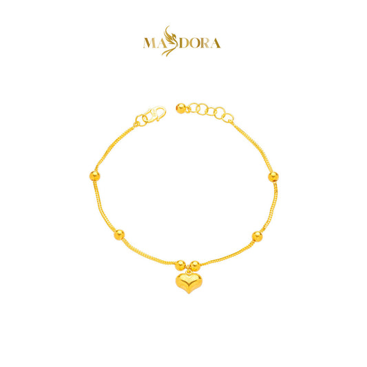 MASDORA 916 Gold Bracelet Rantai Tangan Emas ~ Modern Fluffy Boba Dangle (Emas 916/22K)