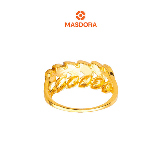 MASDORA 916 Gold Ring Rings Cincin Emas ~ Duotone Aligned Leafy (EMAS 916/22K)