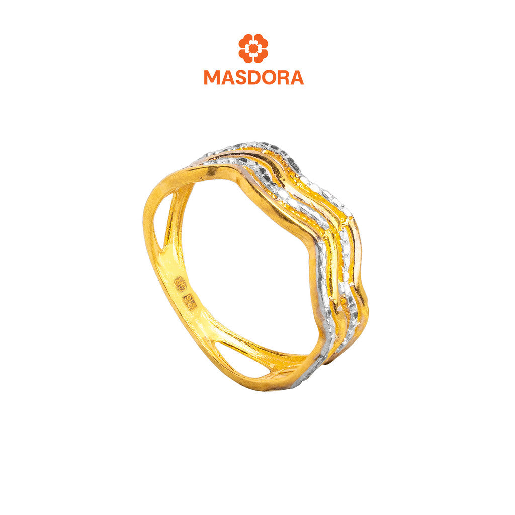 MASDORA 916 Gold Ring Rings Cincin Emas ~ Duotone Quadruple Wavy (EMAS 916/22K)