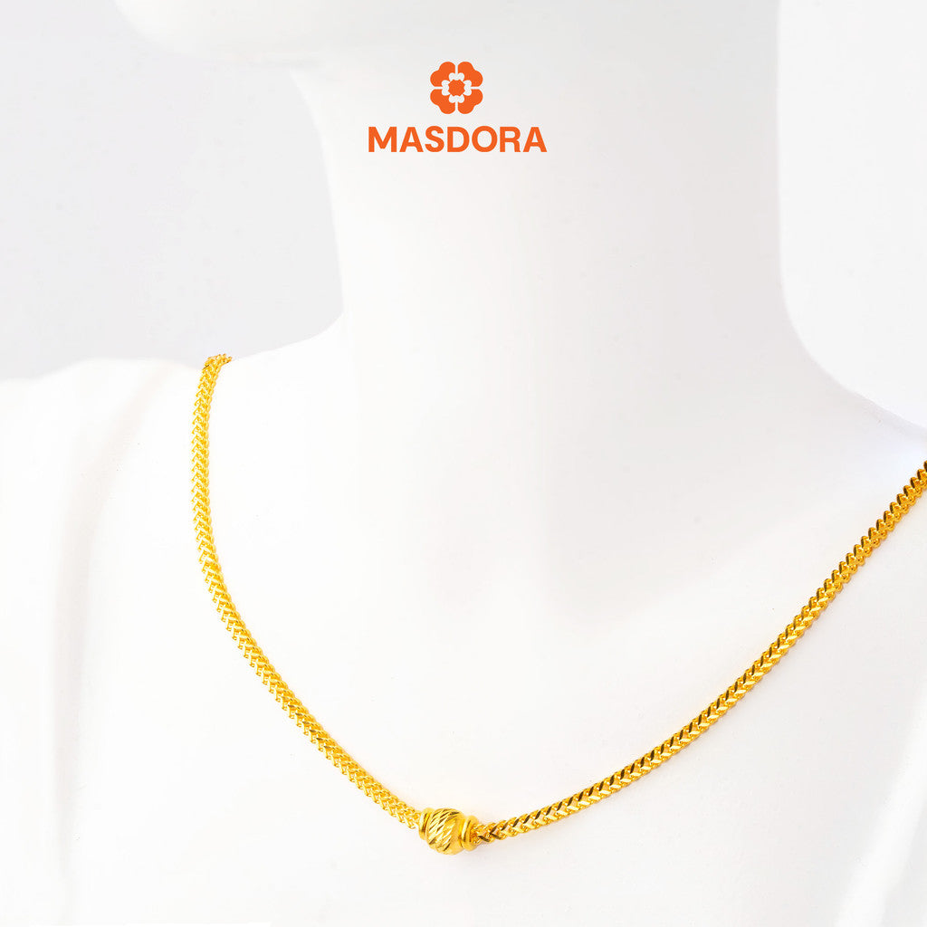 MASDORA 916 Gold Necklace Rantai Leher Emas ~ Golden Mini Single Beads (EMAS 916/22K)