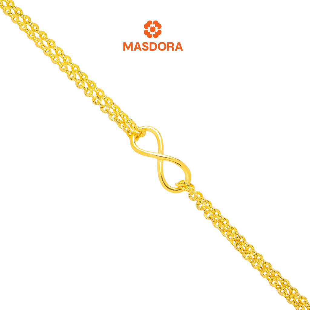 MASDORA 916 Gold Bracelet Rantai Tangan Emas ~ Shining Sauh Infinity Loop (EMAS 916/22K)