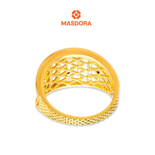 MASDORA 916 Gold Ring Rings Cincin Emas ~ HG Golden Wide Cascade (EMAS 916/22K)