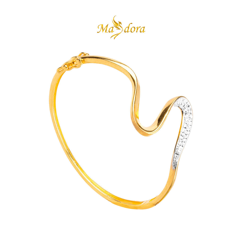 MASDORA 916 Gold Bangle Gelang Tangan Emas ~ Duotone Elegant Sway (EMAS 916/22K)