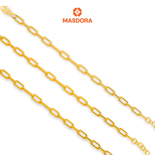 MASDORA 916 Gold Bracelet Rantai Tangan Emas ~ Golden Aparent Paperclip (EMAS 916/22K)