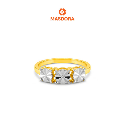 MASDORA 916 Gold Ring Rings Cincin Emas ~ Duotone Centered Tennis (EMAS 916/22K)