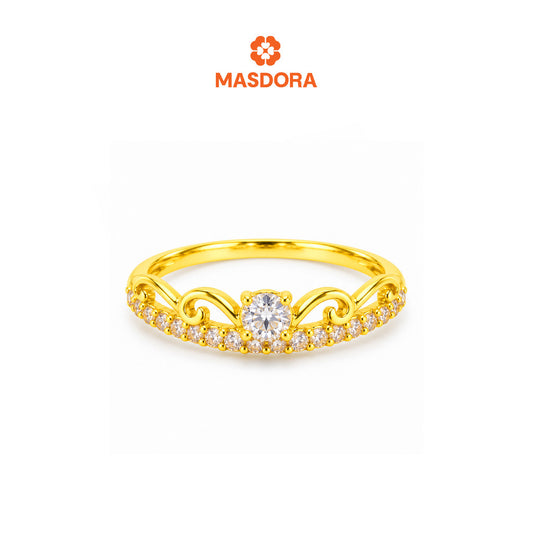 MASDORA 916 Gold Ring Rings Cincin Emas ~ Sparkling Quaint Solitaire (EMAS 916/22K)