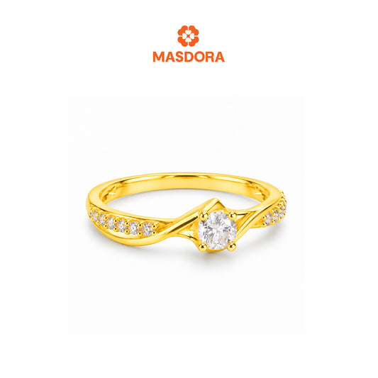 MASDORA 916 Gold Ring Rings Cincin Emas ~ Sparkling Curl Solitaire (EMAS 916/22K)