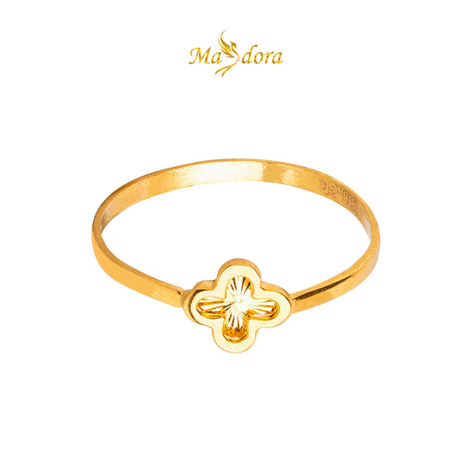 MASDORA 916 Gold Ring Rings Cincin Emas ~ Minimalist Shiny Cutting Clover (EMAS 916/22K)