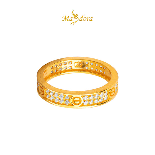 MASDORA 916 Gold Ring Rings Cincin Emas ~ Exclusive Love-Paved Screw Mark (EMAS 916/22K)