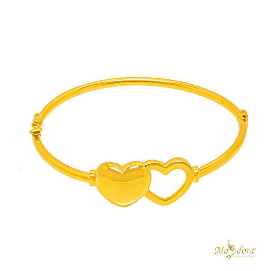 Masdora Golden Linking Heart 916 Gold Bangle (Emas 916)
