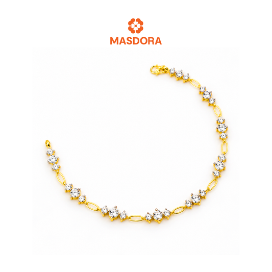 MASDORA 916 Gold Bracelet Rantai Tangan Emas ~ Diamond Trio Link (EMAS 916/22K)