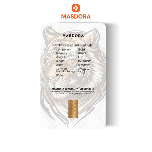 MASDORA 999.9 Gold Bar 1.00GM Collection Series ~ Harimau Malaya (EMAS 999.9/24K)