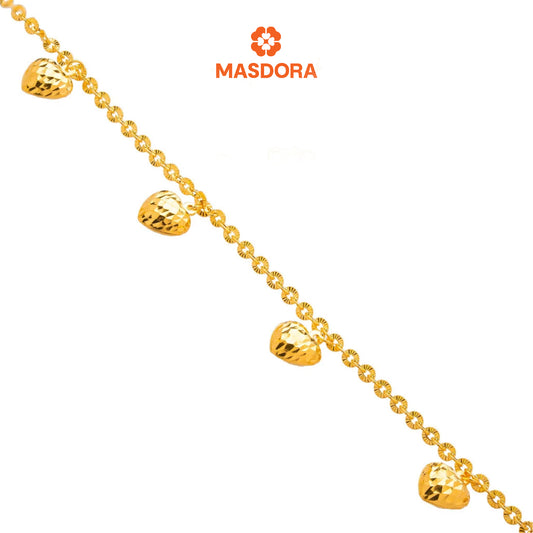 MASDORA 916 Gold Bracelet Rantai Tangan Emas ~ Shining Sauh Fluffy Love (5L) (EMAS 916/22K)