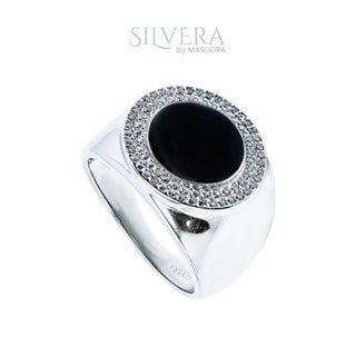 SILVERA 925 Silver Ring Rings Cincin Perak ~ Stunning Black Enamel Men Ring, 925 Silver by Masdora (A27795)