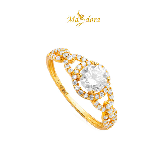 MASDORA 916 Gold Ring Rings Cincin Emas ~ Sparkling Elevated Halo (EMAS 916/22K)