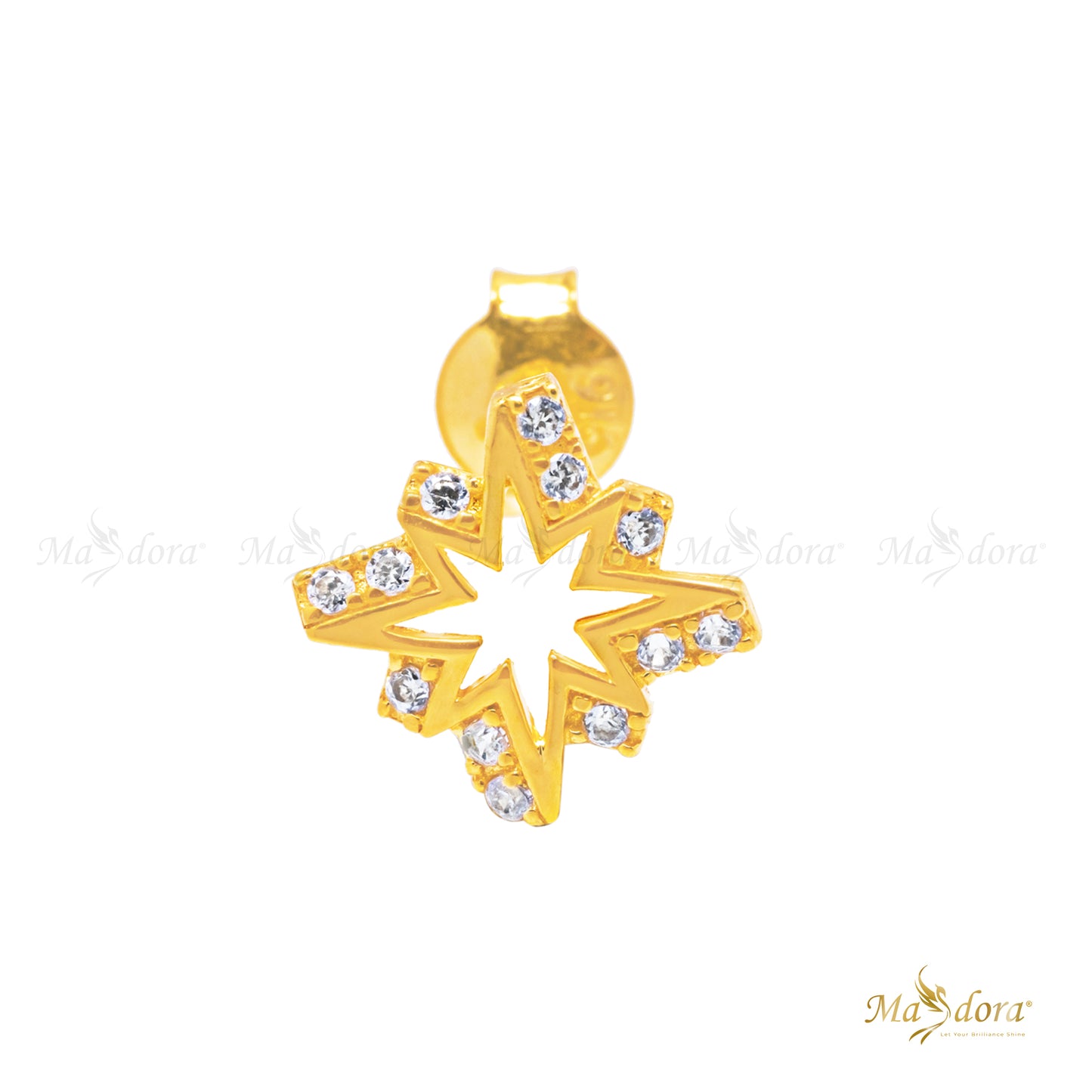 Masdora Sparkling Snowflakes Stud Earring Emas 916