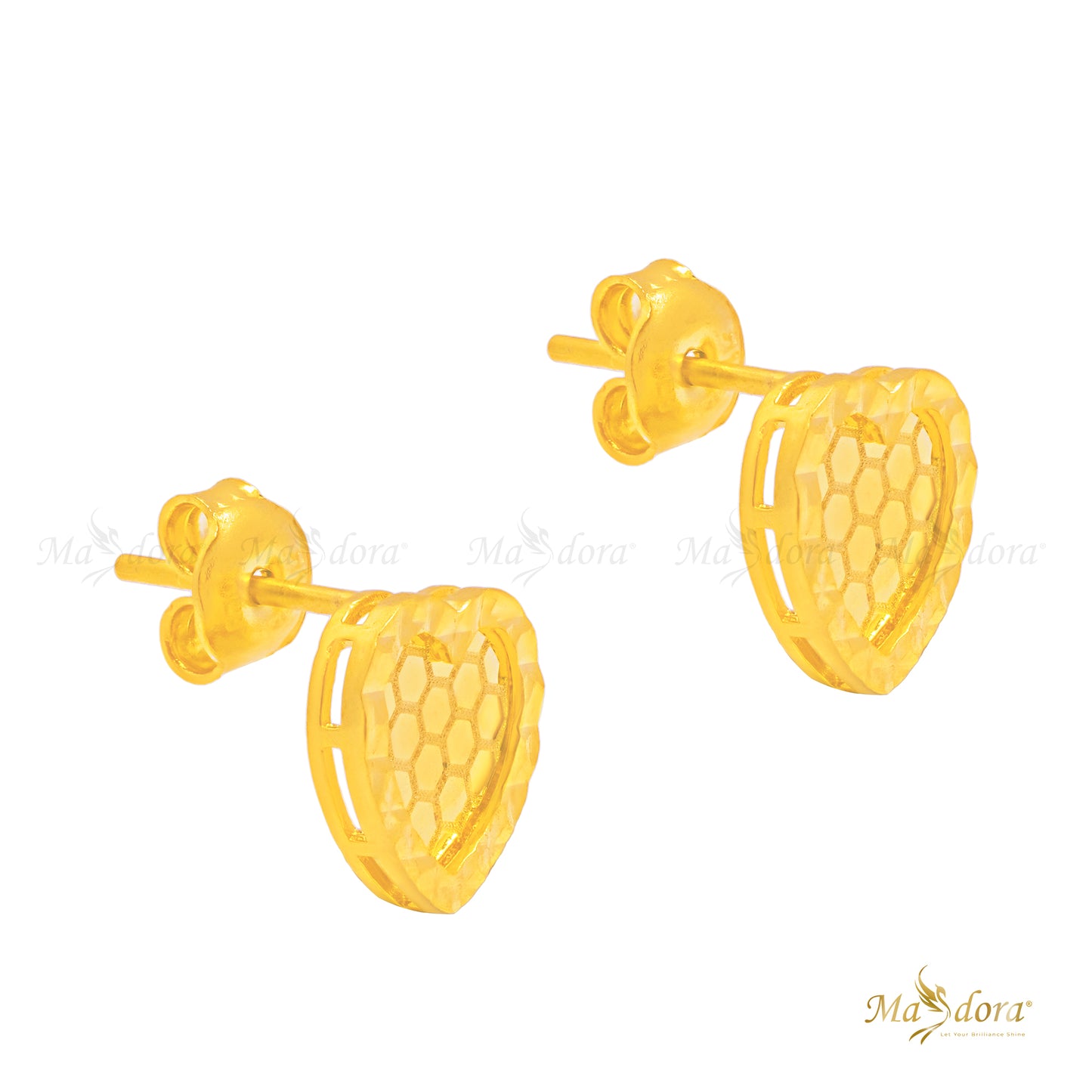 Honeycomb Love Gold Stud Earring (Emas 916)