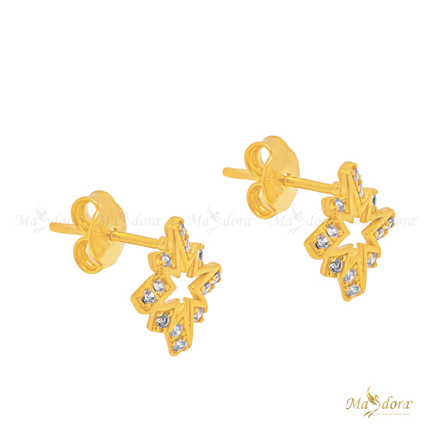 Masdora Sparkling Snowflakes Stud Earring Emas 916