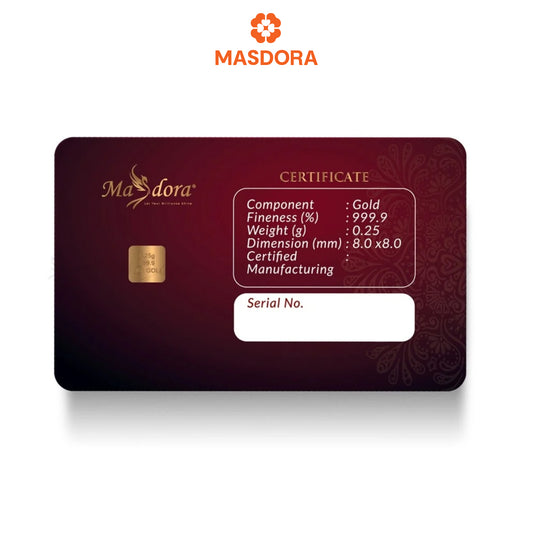 MASDORA 999.9 Gold Signature Gold Bar ~ 0.25GM (EMAS 999.9/24K)